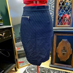 H&M Navy Pinstripe Pencil Skirt